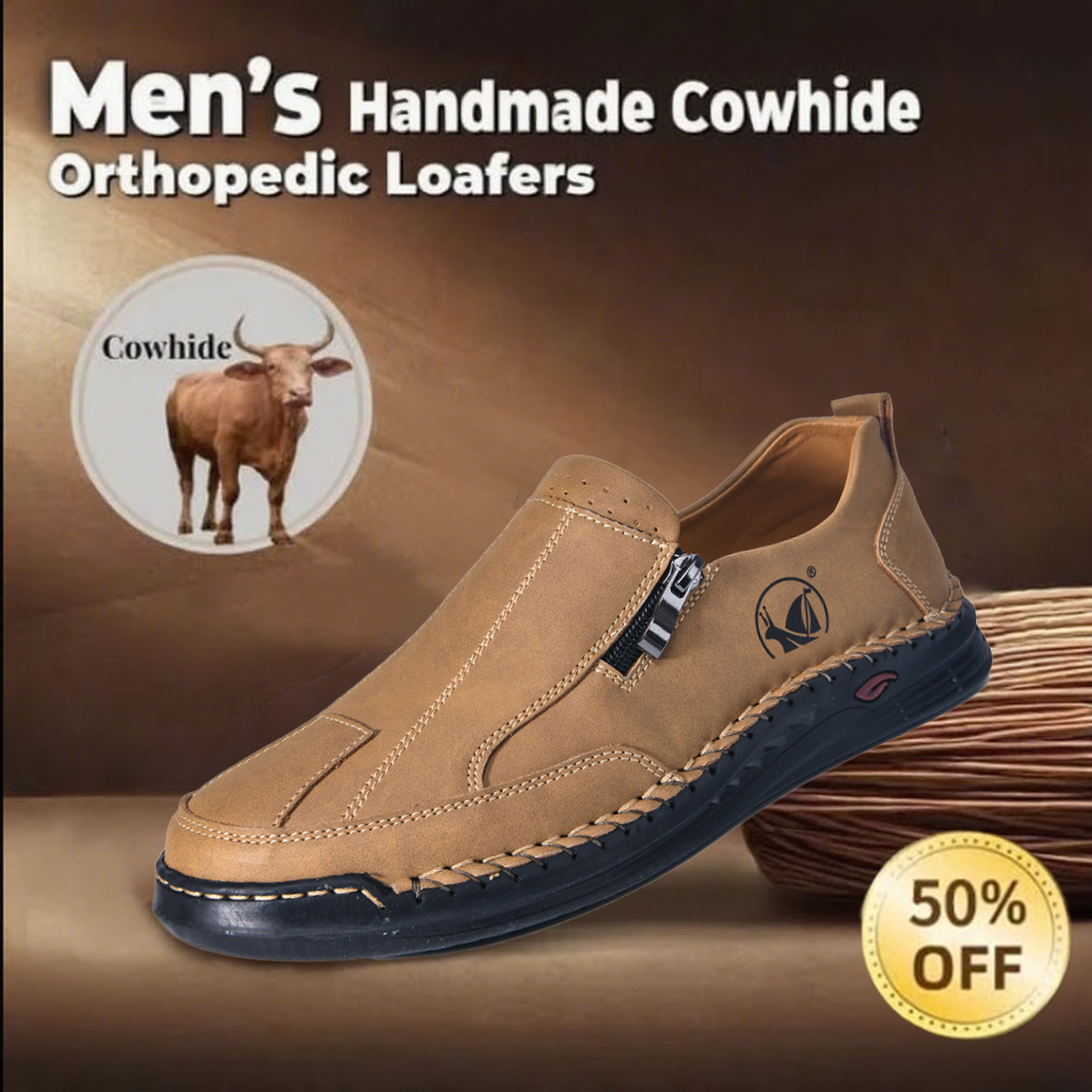 ⏰ 60% off -Men's new genuine leather handmade orthopedic shoes