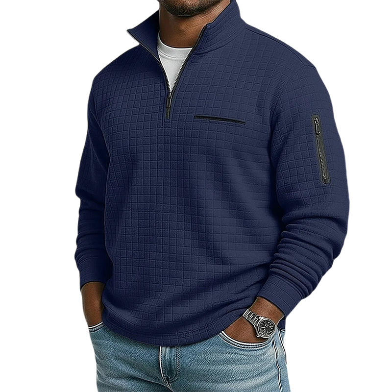 Men’s Waffle Knit Quarter-Zip Pullover - Comfortable, Versatile & Easy to Wear
