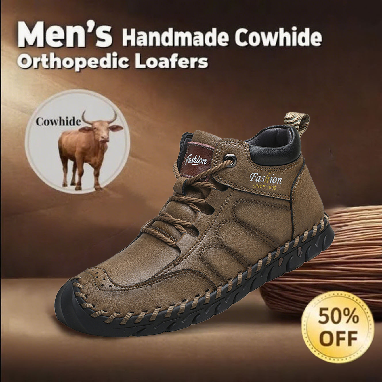 🔥Last day 60% off 🔥Men's handmade anti-collision and anti-slip orthopedic shoes to relieve foot pain