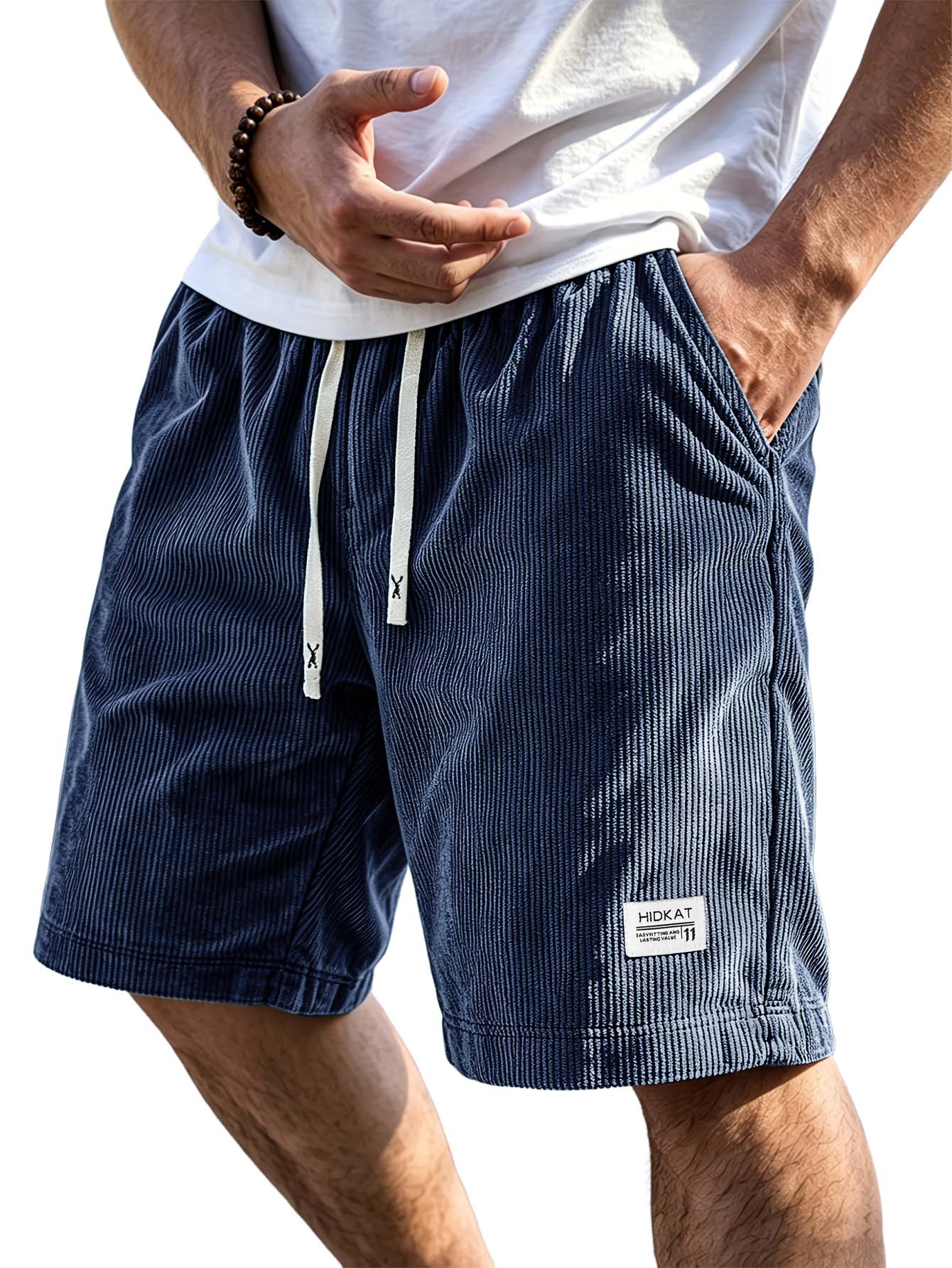 Retro Corduroy Shorts with Embroidered Logo