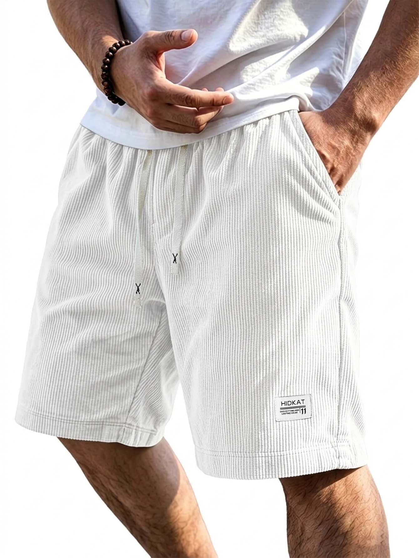 Retro Corduroy Shorts with Embroidered Logo