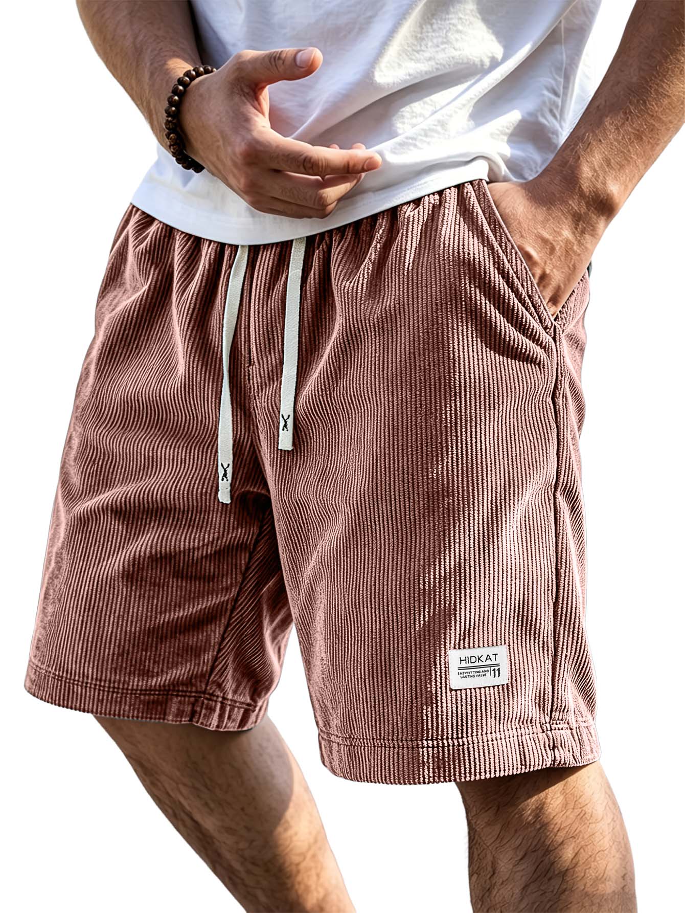 Retro Corduroy Shorts with Embroidered Logo