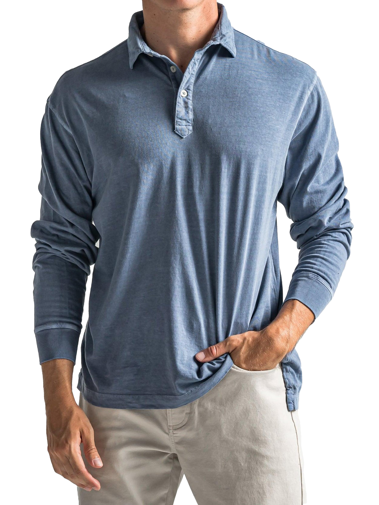 Men's Cotton Vintage Casual Everyday Long Sleeve Polo
