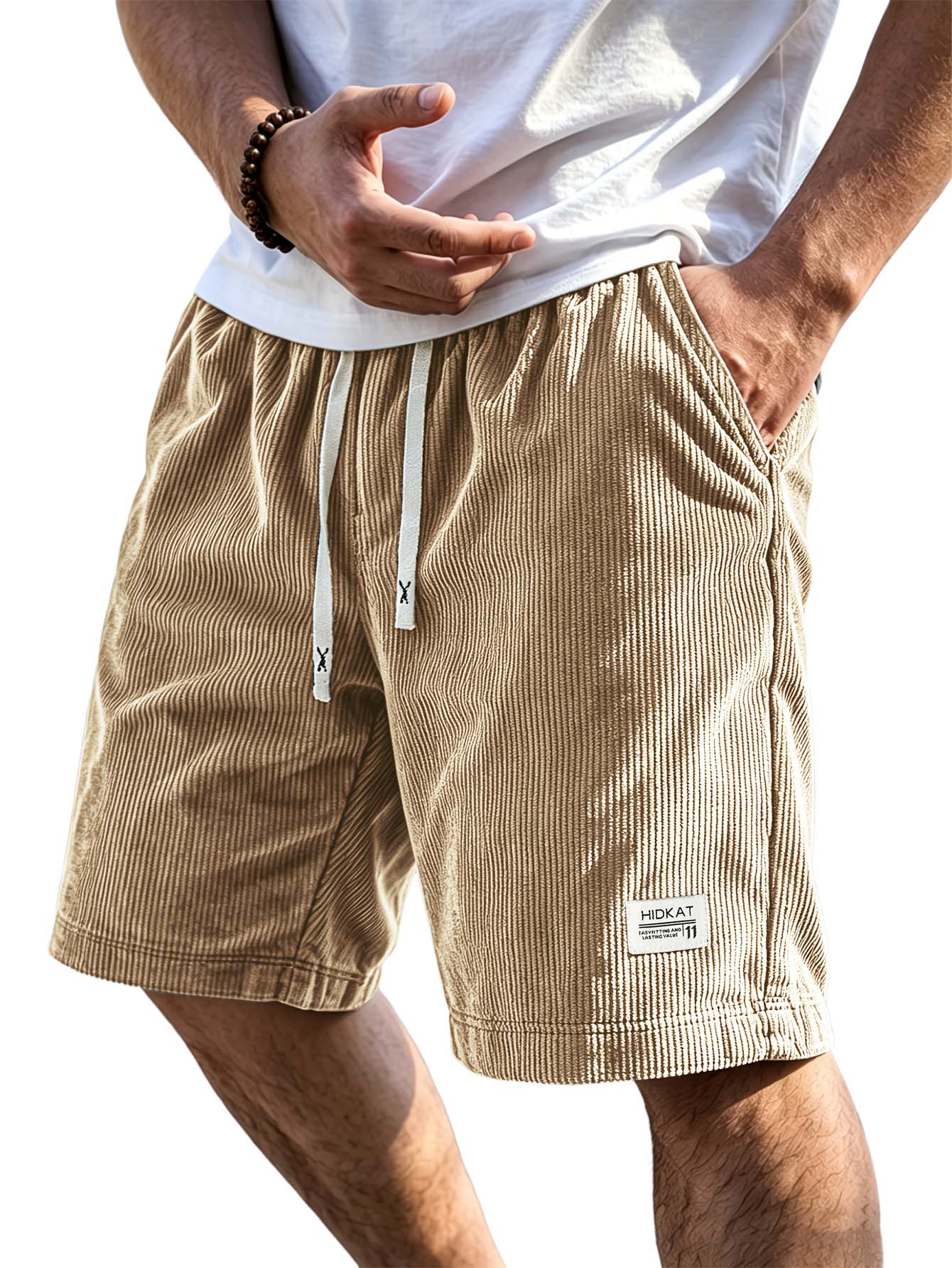 Retro Corduroy Shorts with Embroidered Logo