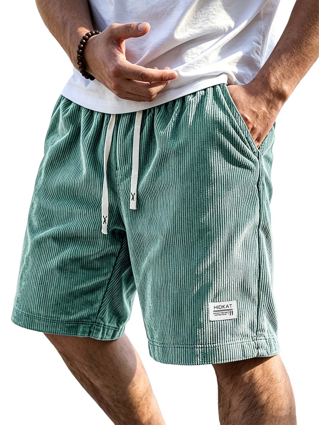 Retro Corduroy Shorts with Embroidered Logo