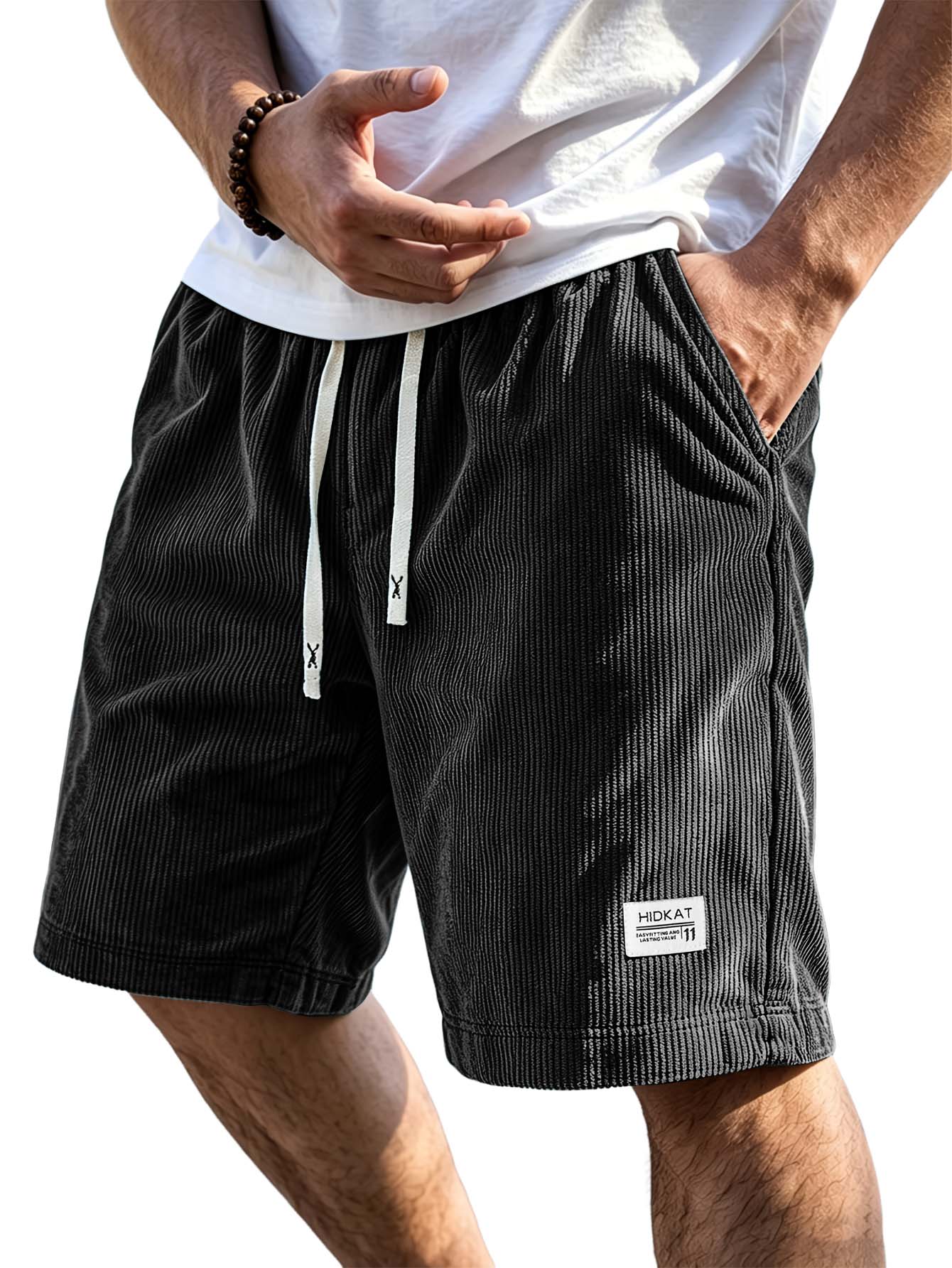 Retro Corduroy Shorts with Embroidered Logo