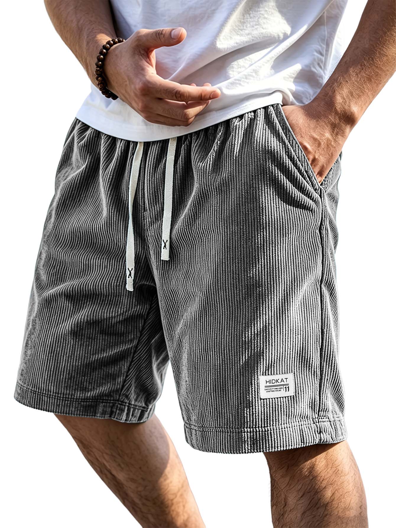 Retro Corduroy Shorts with Embroidered Logo