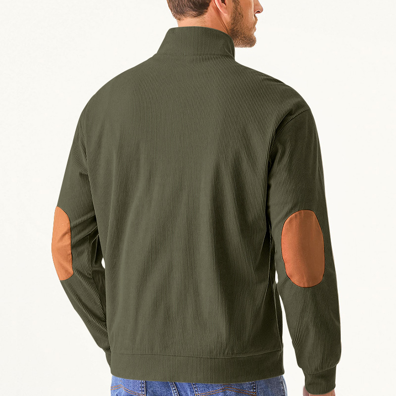 Men's Casual Long Sleeve Stand Collar Pullover Sweatshirts With Pocket