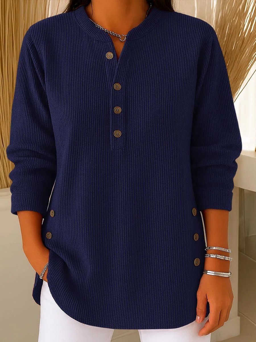 🔥 Women's Solid Color V Neck Long Sleeve Casual Loose Knit Pullover
