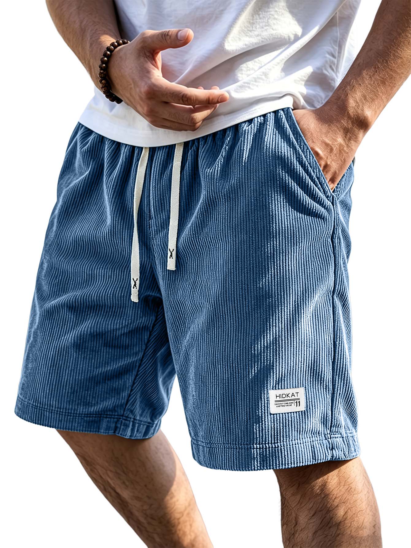 Retro Corduroy Shorts with Embroidered Logo