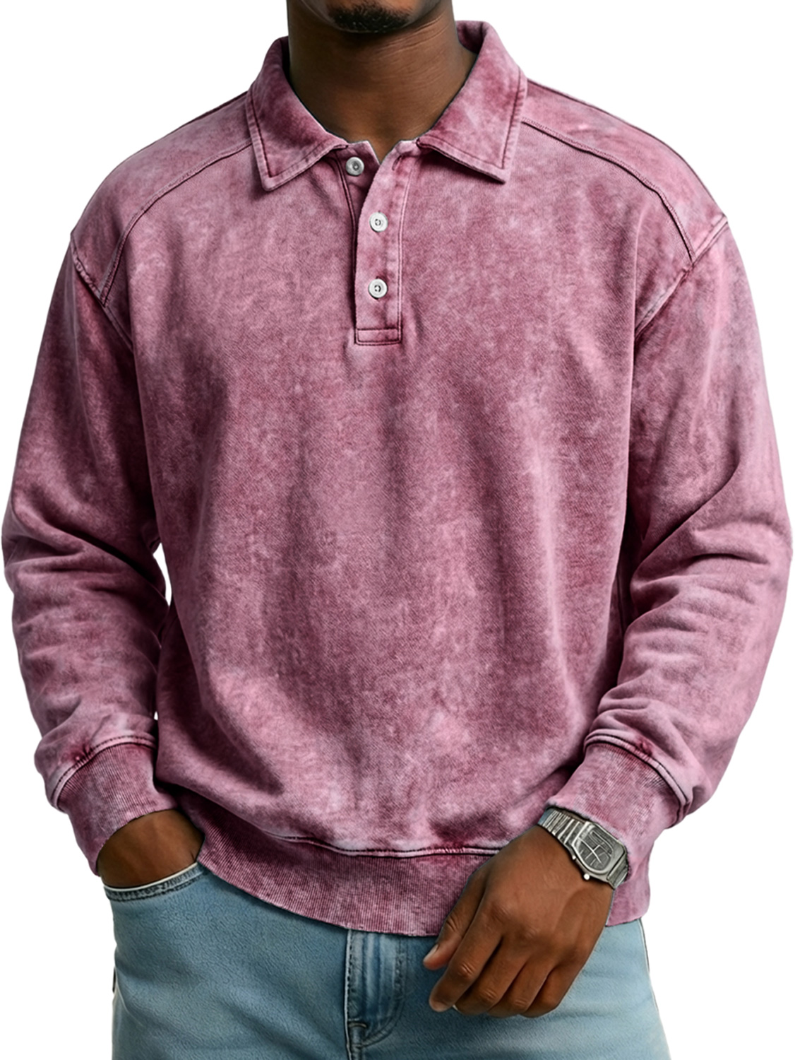 Pánské retro polo tričko s knoflíky a klopou