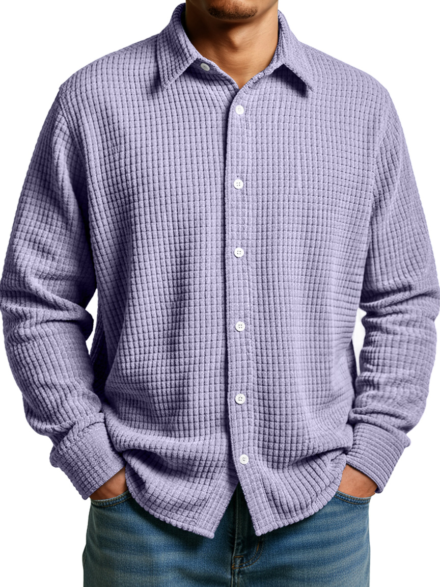 Men's Simple Corn Plaid Casual Lapel Button-down Long-sleeved Shirt