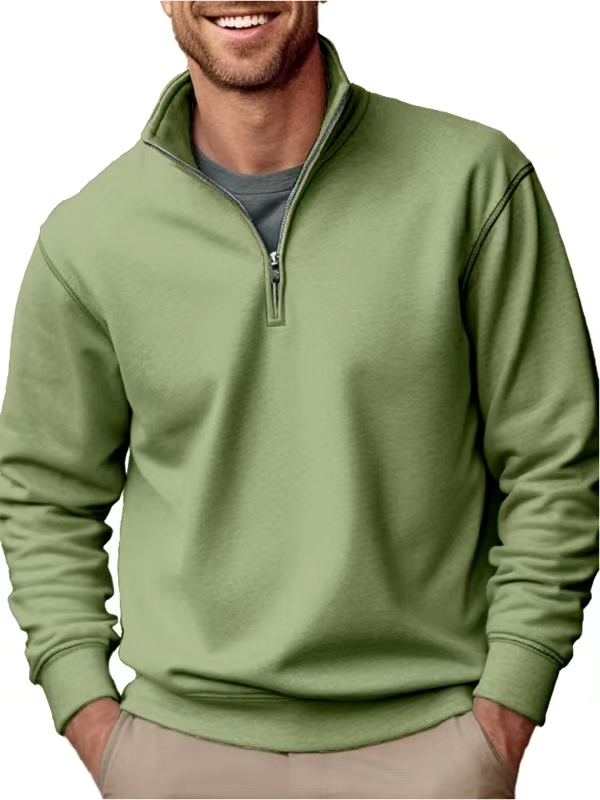 Men's fashion casual zipper padded polo shirt