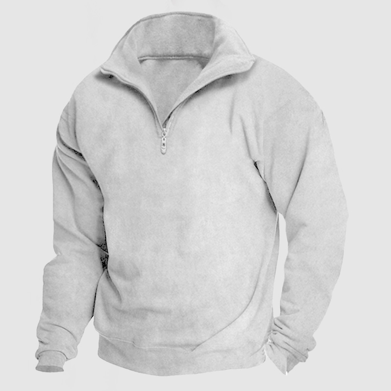 Men's Casual Loose Zipper Suede Pullover Hoodie