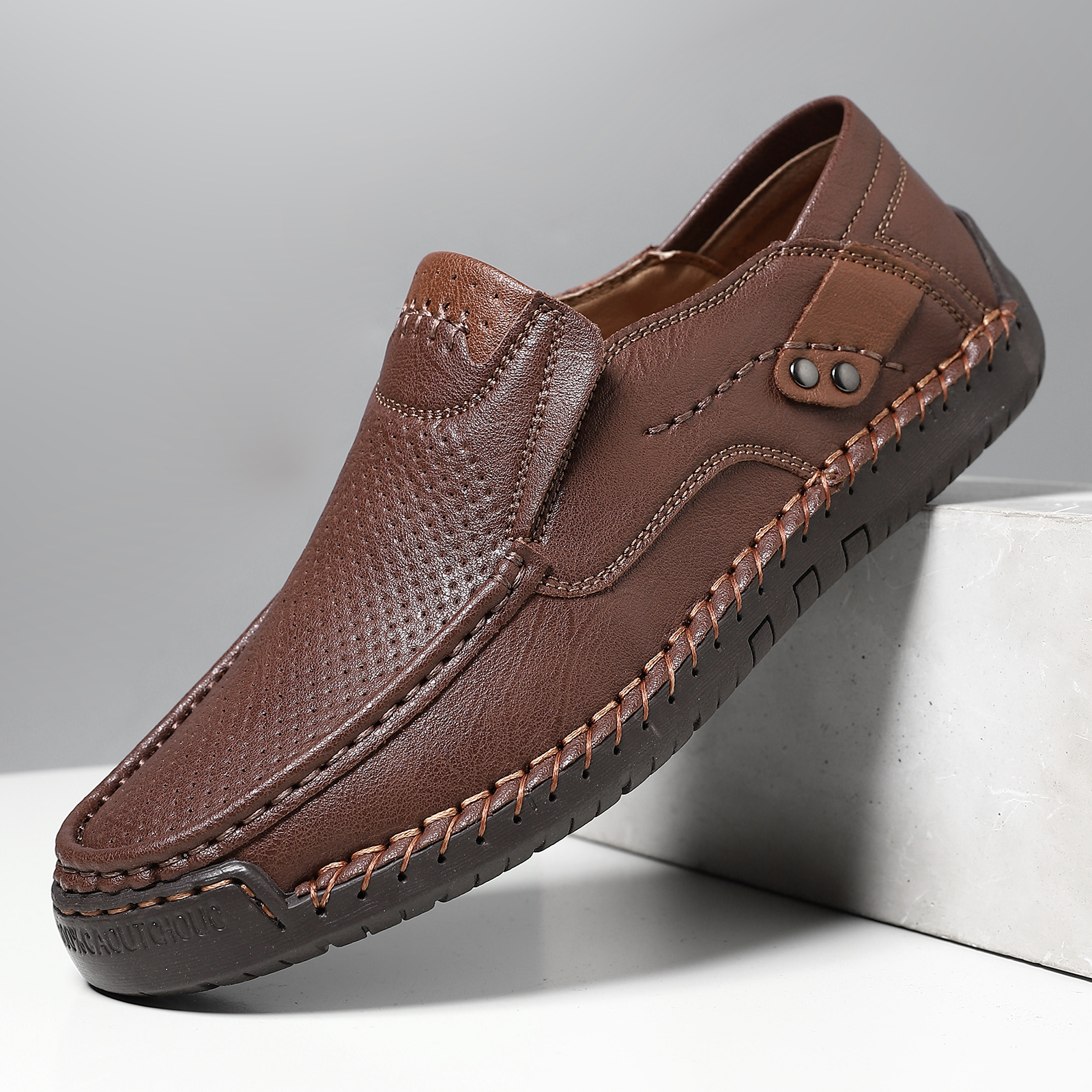 Poslední den na 50% slevu 🔥⏱️ Vánoční výprodej ⏱️🔥 Pánské slip-on kožené ručně vyráběné proplétané mokasíny