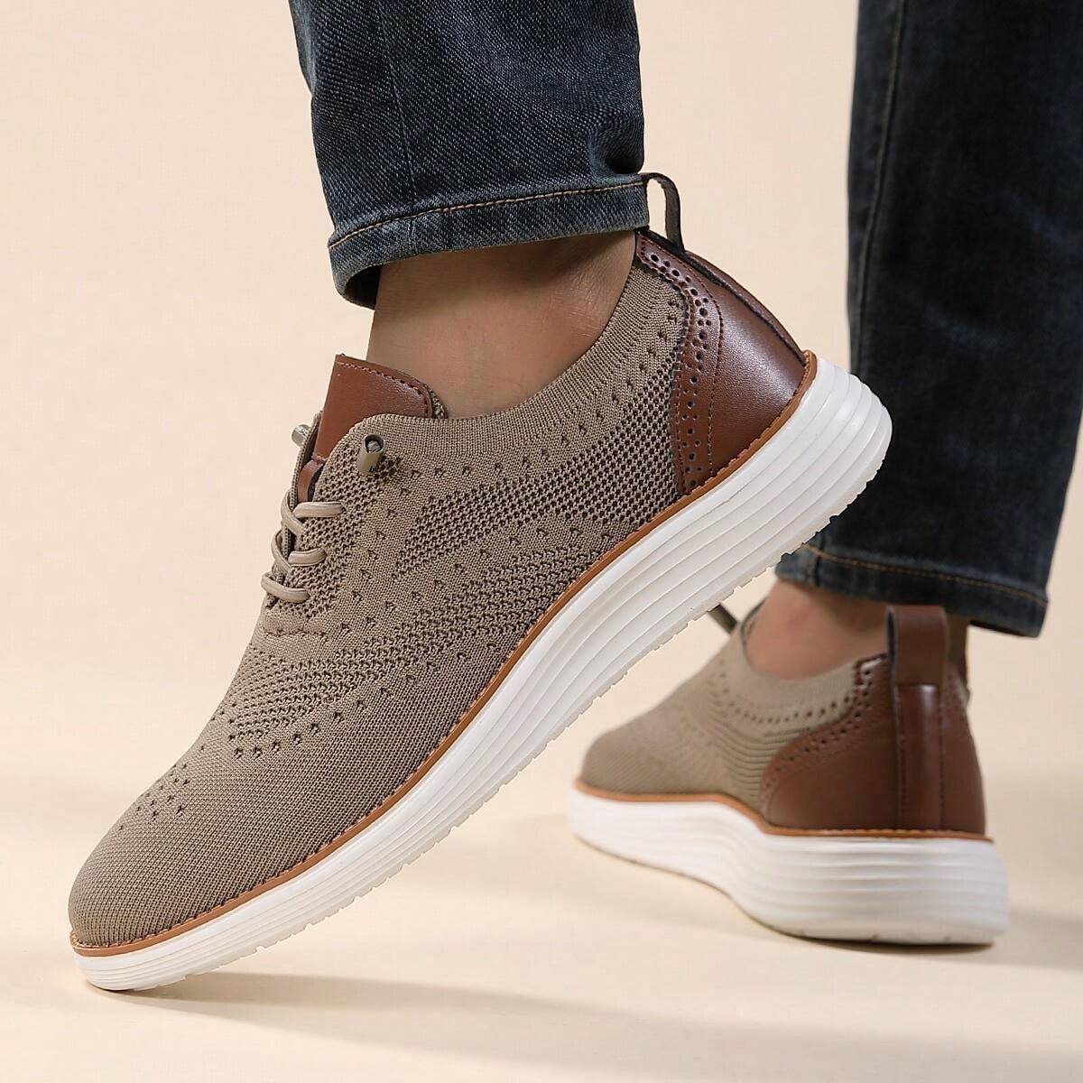 Men's knitted mesh breathable arch support casual sports shoes