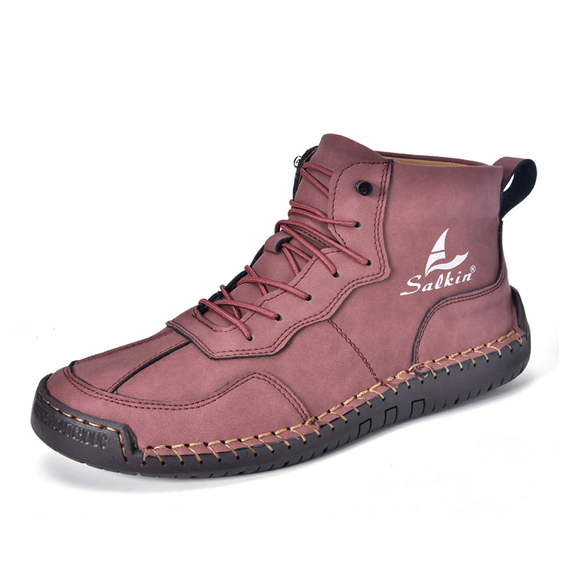 🎁Hot Sale 50% OFF⏳Clearance!!(👞 5-year wear life) Mens Casual Leather Shoes Ankle Chukka Boots Slip On Lightweight Loafers Mid top Walking Driving Shoes for Male