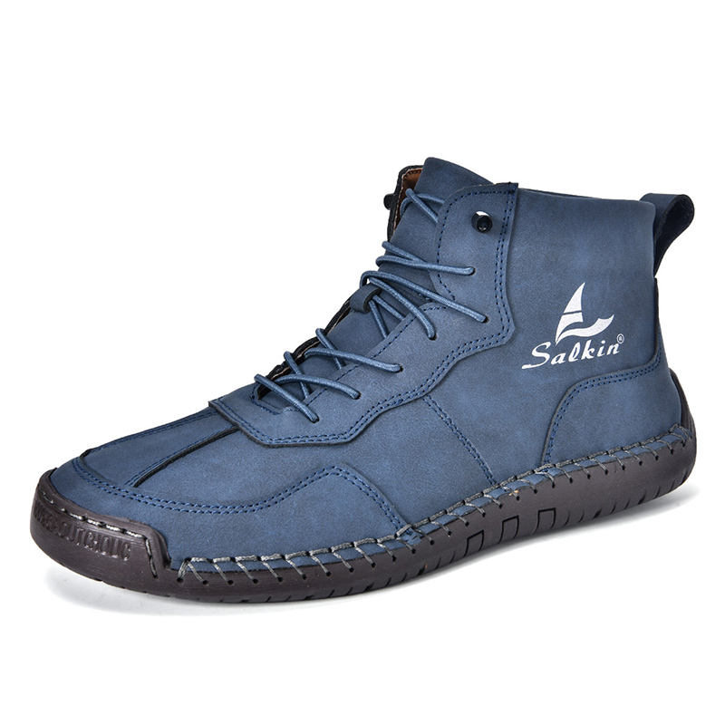 🎁Hot Sale 50% OFF⏳Clearance!!(👞 5-year wear life) Mens Casual Leather Shoes Ankle Chukka Boots Slip On Lightweight Loafers Mid top Walking Driving Shoes for Male