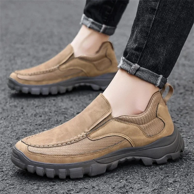 Men's Orthopedic Genuine Leather Shoes for Diabetics, Arch Support Hiking Shoes for Plantar Fasciitis