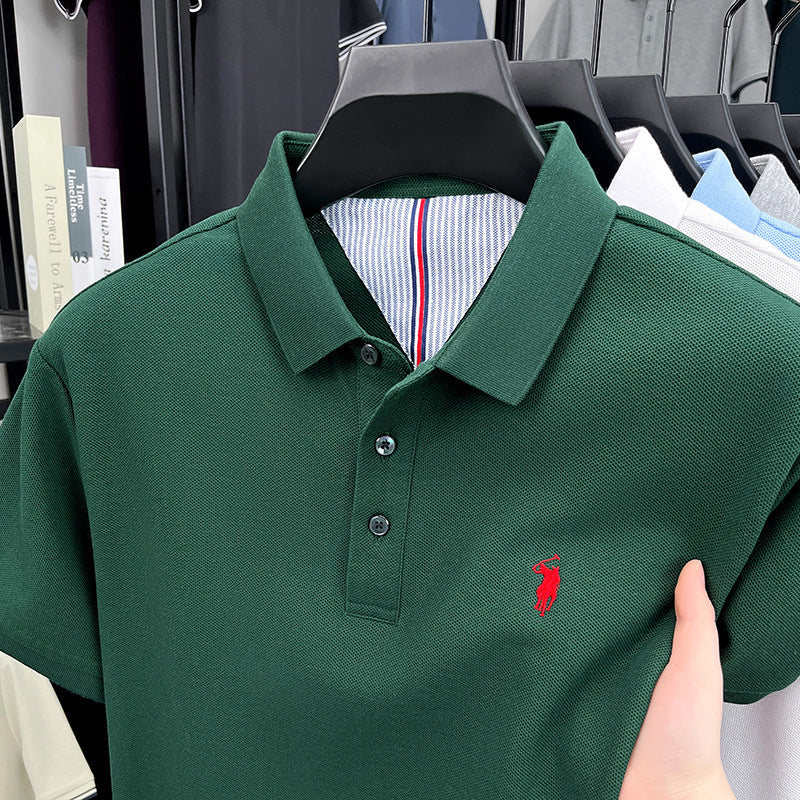 Men's cotton embroidered short-sleeved polo shirt