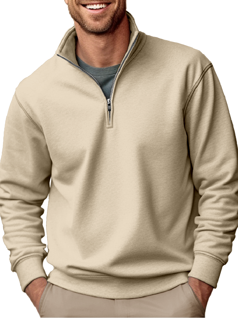 Men's fashion casual zipper padded polo shirt