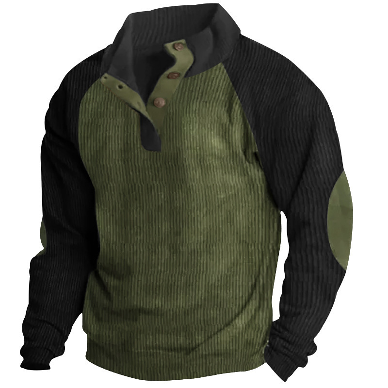 Gentleman's Outdoor Raglan Sleeves Casual Stand Collar Sweatshirt