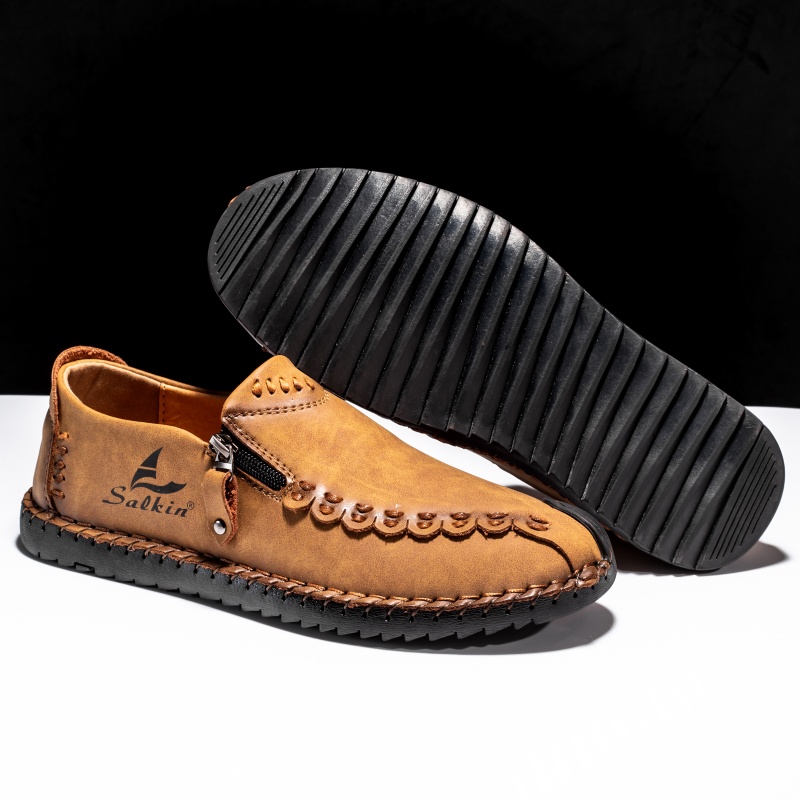 (🎁Free Orthotic Insoles🔥)Men’s Orthopedic Leather Slip-On Loafers – Arch Support, Non-Slip Sole, Wide Toe Box & Cushioned Insoles