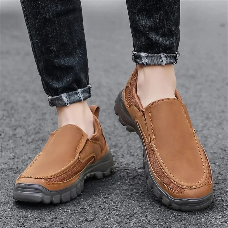 Men's Orthopedic Genuine Leather Shoes for Diabetics, Arch Support Hiking Shoes for Plantar Fasciitis