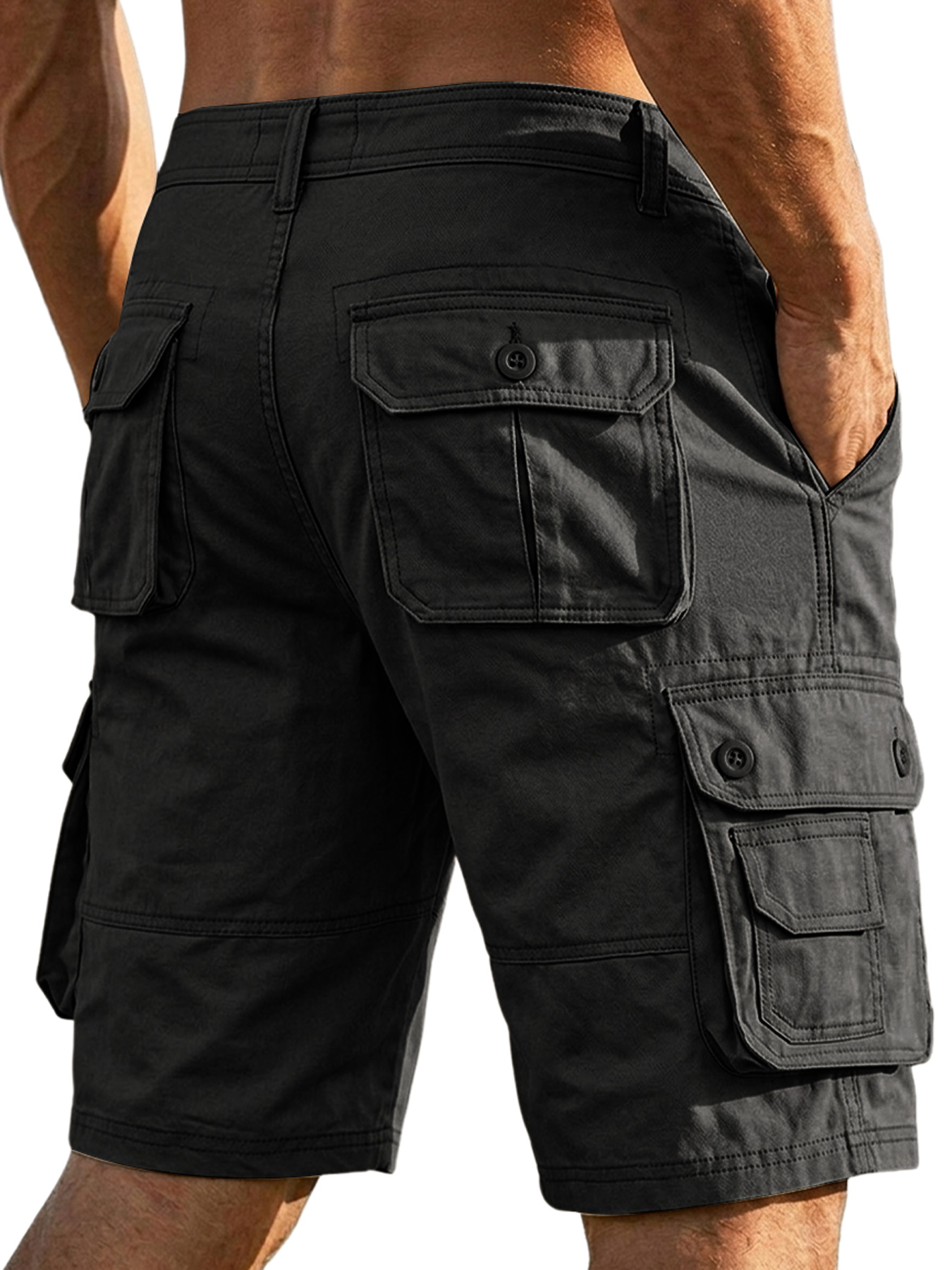 Men's 100% Cotton Basic Multi-Pocket Casual Cargo Shorts