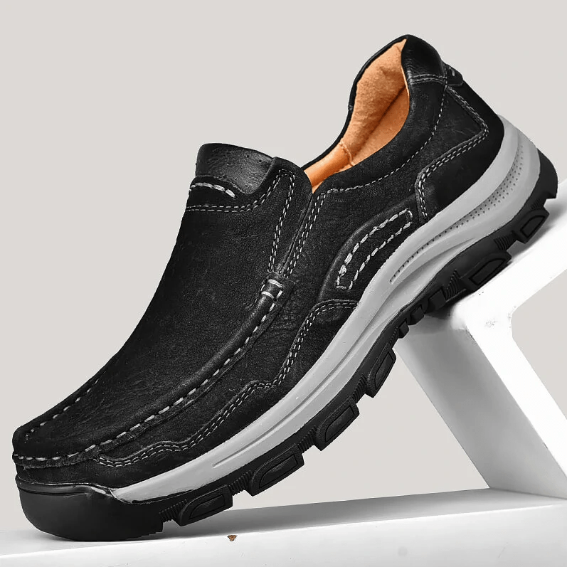 Mens Non-slip Soft Sole Comfy Casual Genuine Leather Loafers