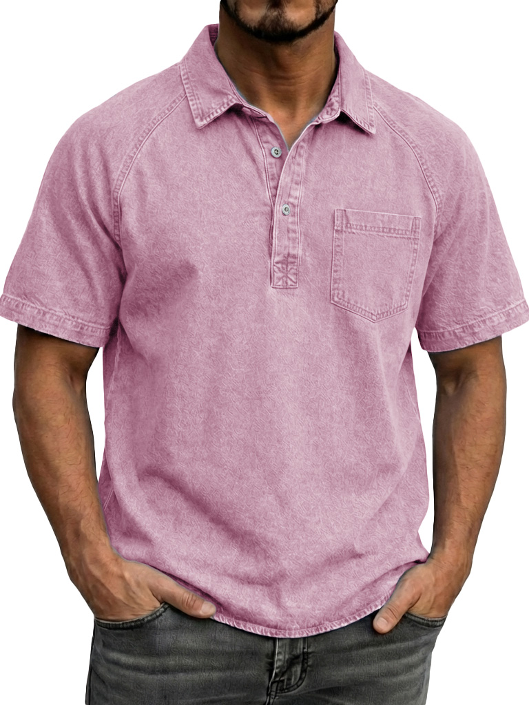Men's Fashionable Retro Distressed Lapel Short-sleeved Polo Shirt