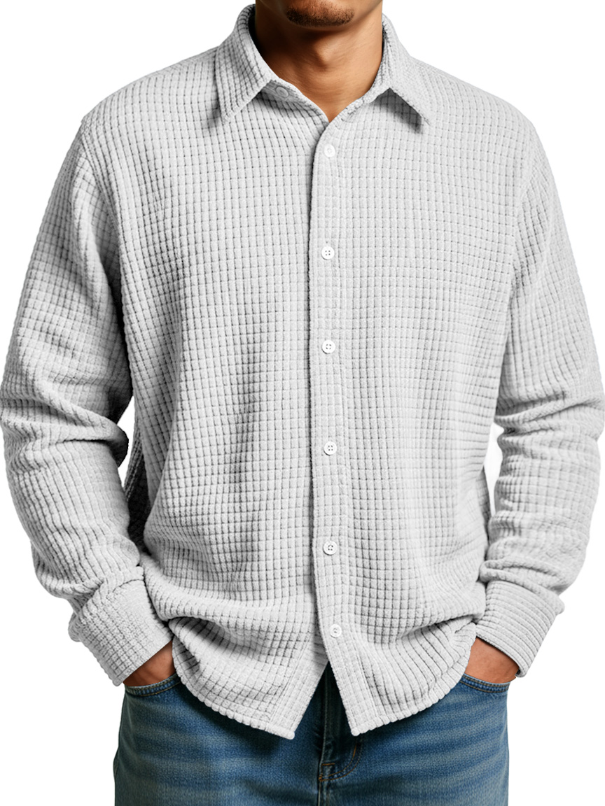 Men's Simple Corn Plaid Casual Lapel Button-down Long-sleeved Shirt