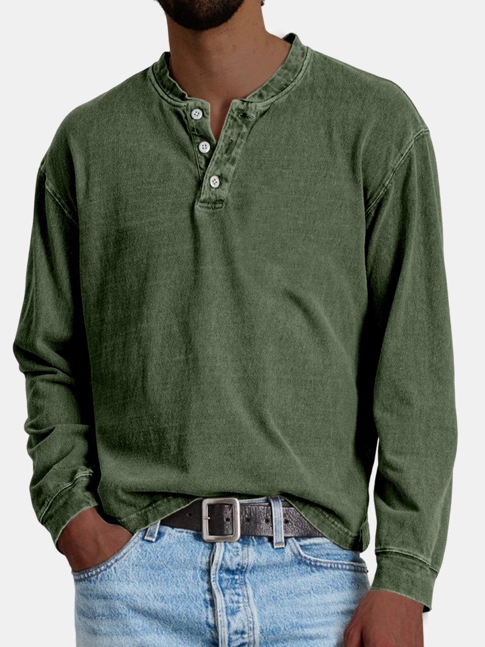 Men's Retro Casual Distressed Button POLO Shirt