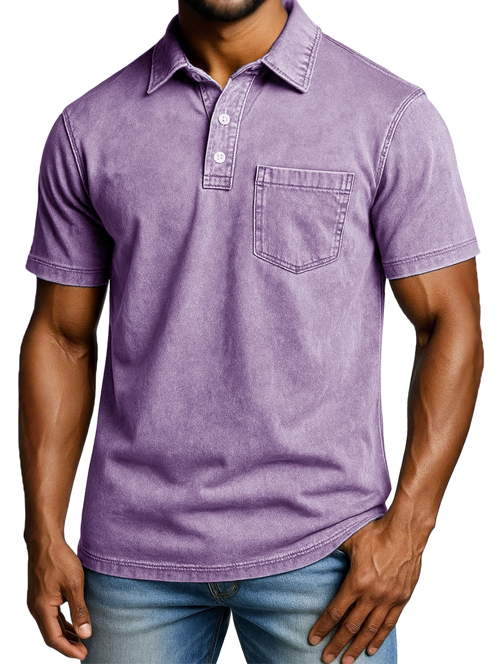 Men's Fashion Outdoor Retro Distressed Short-sleeved Pocket Polo Shirt