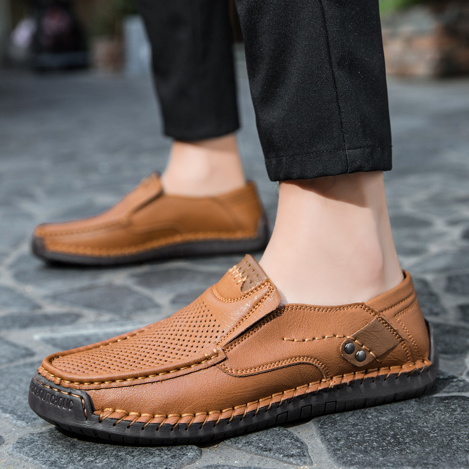 Poslední den na 50% slevu 🔥⏱️ Vánoční výprodej ⏱️🔥 Pánské slip-on kožené ručně vyráběné proplétané mokasíny