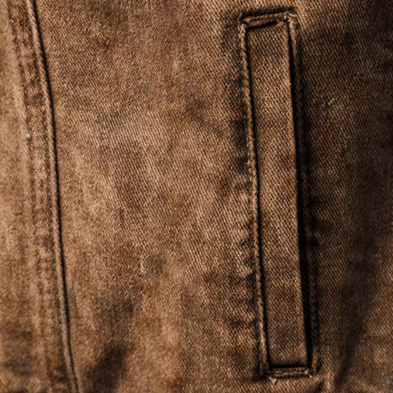 Pánská vintage westernová kovbojská bunda s mnoha kapsami, opotřebovaný límec, venkovní bunda