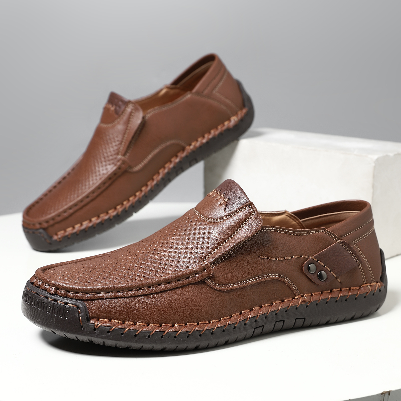 Poslední den na 50% slevu 🔥⏱️ Vánoční výprodej ⏱️🔥 Pánské slip-on kožené ručně vyráběné proplétané mokasíny