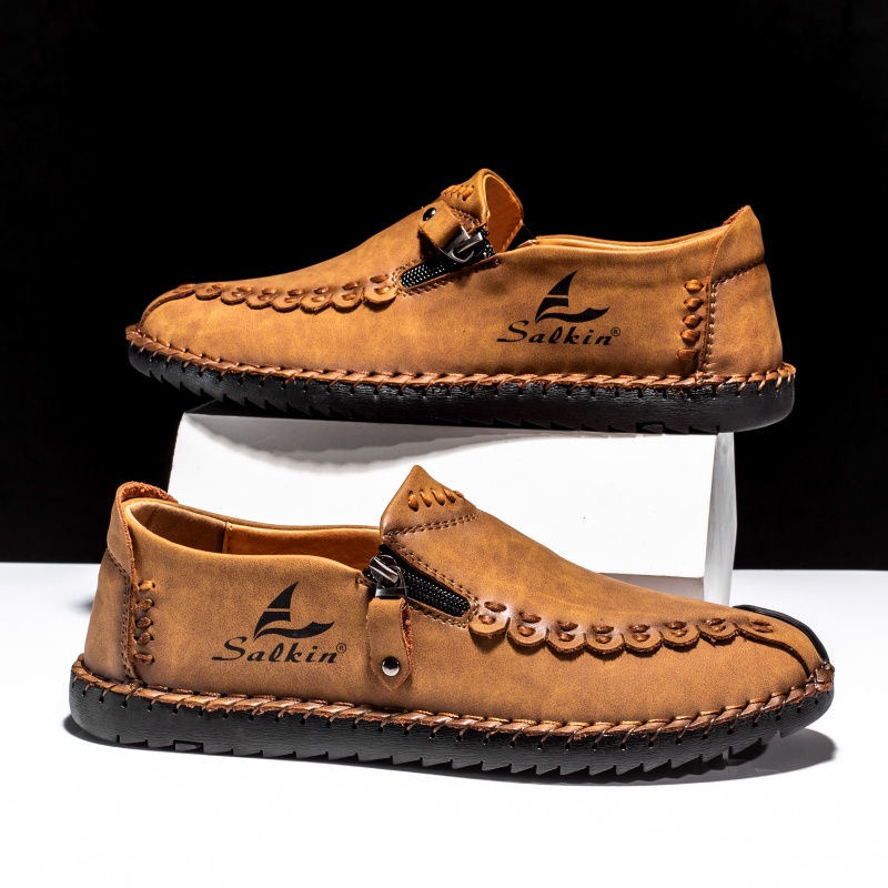 (🎁Free Orthotic Insoles🔥)Men’s Orthopedic Leather Slip-On Loafers – Arch Support, Non-Slip Sole, Wide Toe Box & Cushioned Insoles