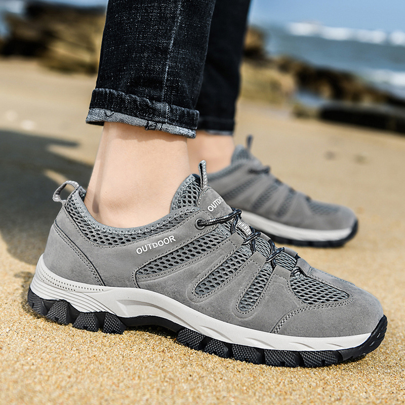 Men's Genuine Leather Breathable Lightweight Arch Support Hiking Orthopedic Shoes