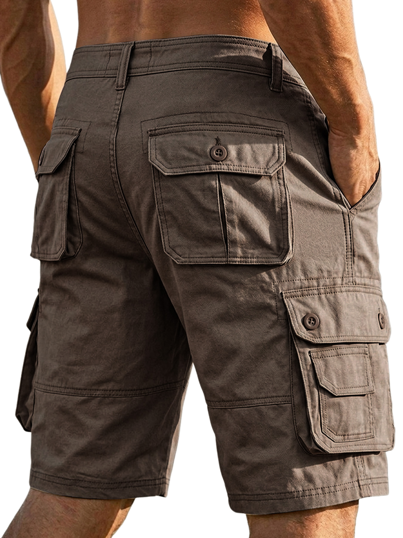 Men's 100% Cotton Basic Multi-Pocket Casual Cargo Shorts