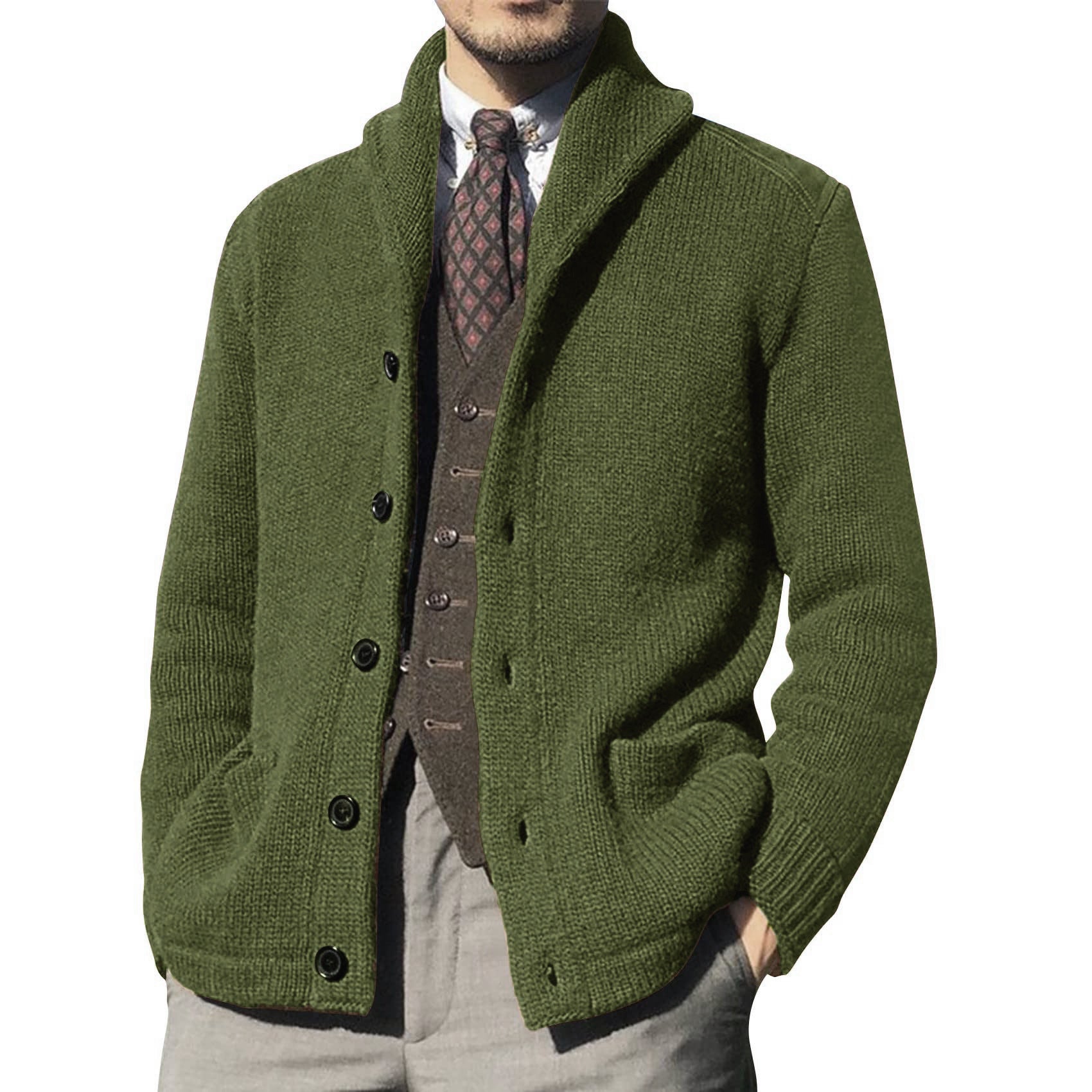 Men's Solid Color Knit Cardigan