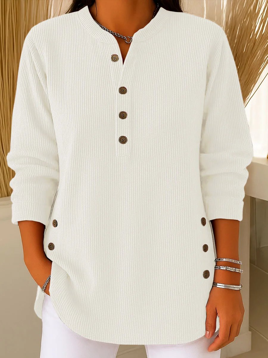 🔥 Women's Solid Color V Neck Long Sleeve Casual Loose Knit Pullover