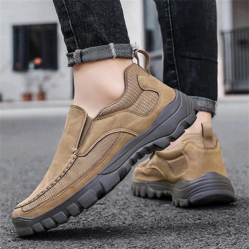 Men's Orthopedic Genuine Leather Shoes for Diabetics, Arch Support Hiking Shoes for Plantar Fasciitis