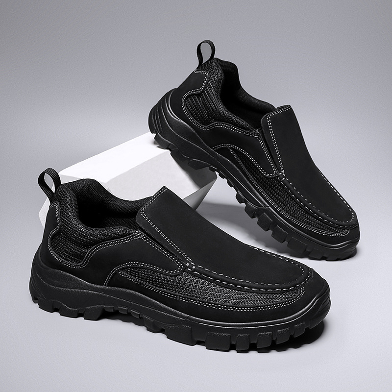 (Medical Certification) Men's Orthopedic Genuine Leather Shoes for Diabetics, Arch Support Hiking Shoes for Plantar Fasciitis