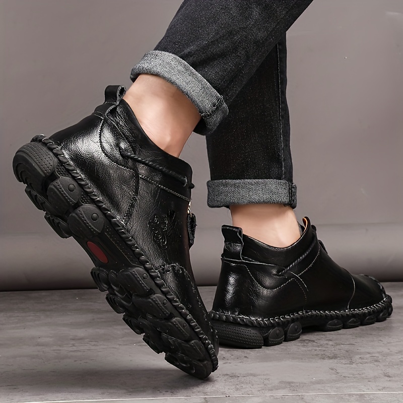 Mens Hand Stitching Non-Slip Soft Sole Genuine Leather Ankle Chukka Boots