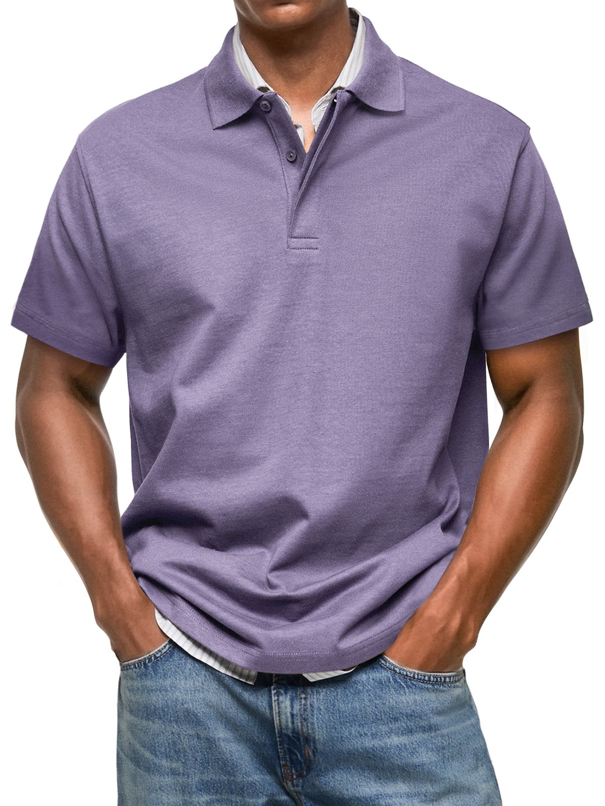Men's Casual Everyday Lapel Button Up Comfortable Short Sleeve POLO Shirt