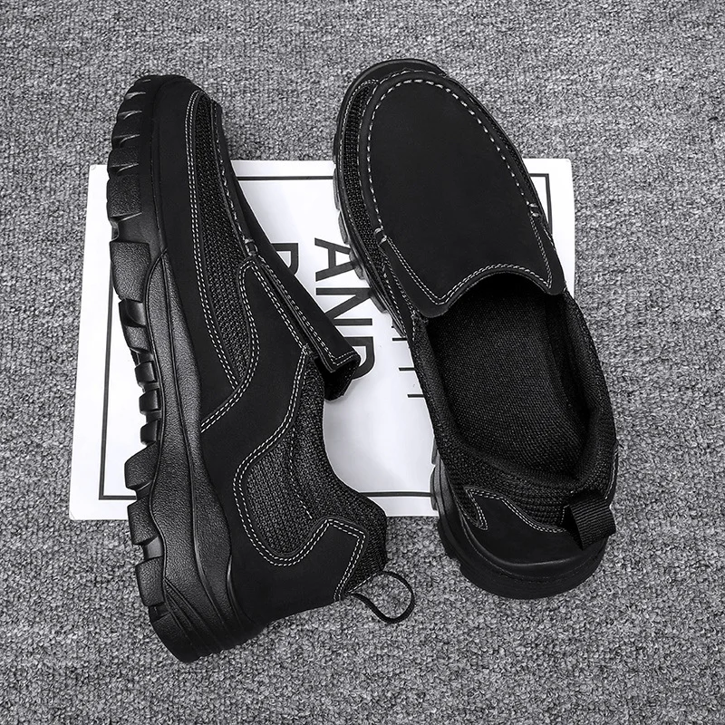 Men's Orthopedic Genuine Leather Shoes for Diabetics, Arch Support Hiking Shoes for Plantar Fasciitis