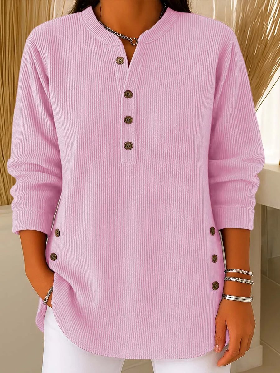 🔥 Women's Solid Color V Neck Long Sleeve Casual Loose Knit Pullover
