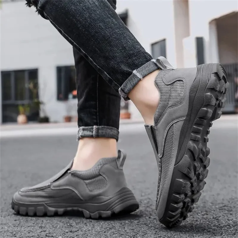 Men's Orthopedic Genuine Leather Shoes for Diabetics, Arch Support Hiking Shoes for Plantar Fasciitis