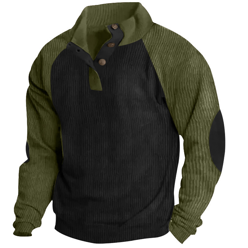 Gentleman's Outdoor Raglan Sleeves Casual Stand Collar Sweatshirt
